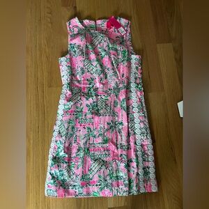 Lilly Pulitzer Pink and Green Tropical Dress Mila Shift